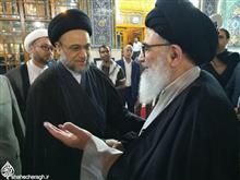 دیدار حضرت آیت الله سیدعلی اصغر دستغیب تولیت معظم آستان مقدس احمدبن موسی الکاظم شاهچراغ علیه السلام با حضرت آیت الله سید علاء الموسوی، رئیس دیوان وقف شیعی عراق